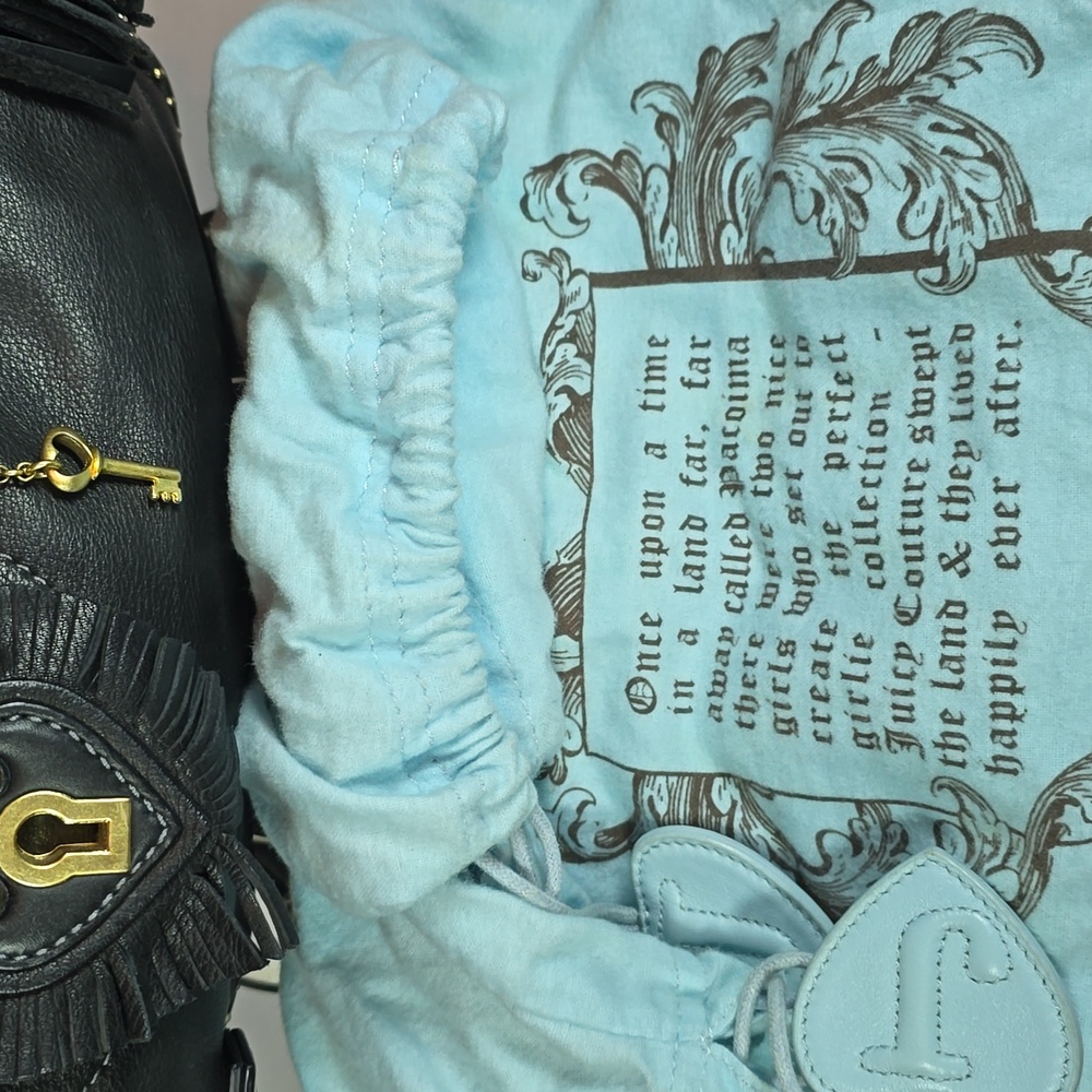 RARE Juicy Couture Vintage Y2K Barrel Leather Baguette Satchel XL RARE Dust Bag - Picture 3 of 14